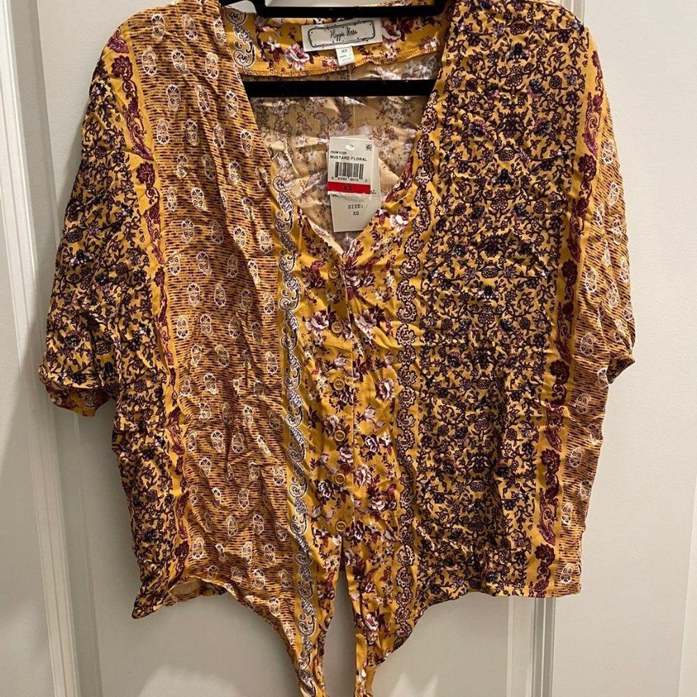 NWT SS mustard yellow shirt XS
